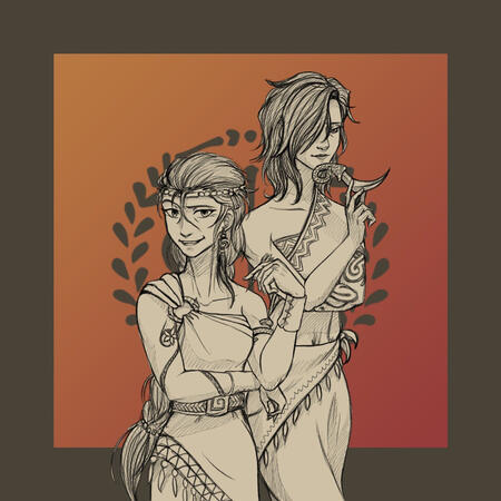 Line Art ( 2 Half Body )